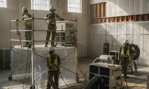 Structural drying equipment removing hidden moisture from a Fair Oaks, CA home after water damage